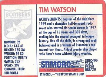 1991 Scanlens Stimorol #21 Tim Watson Back